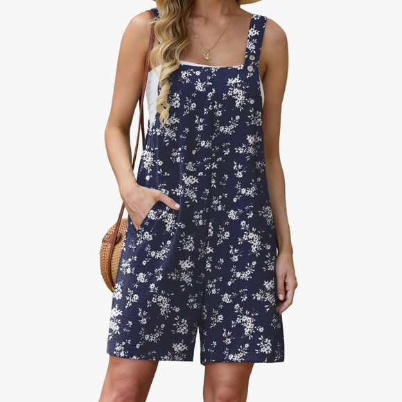 Floral Navy Blue and White Romper || Lepunuo - Picture 1 of 7